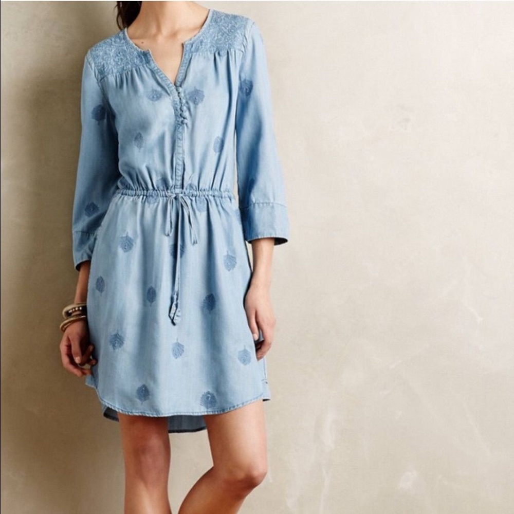 Anthropologie Holding Horses Chambray Denim Dress